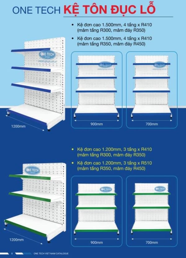 Kệ đơn áp tường lưng tôn đục lỗ